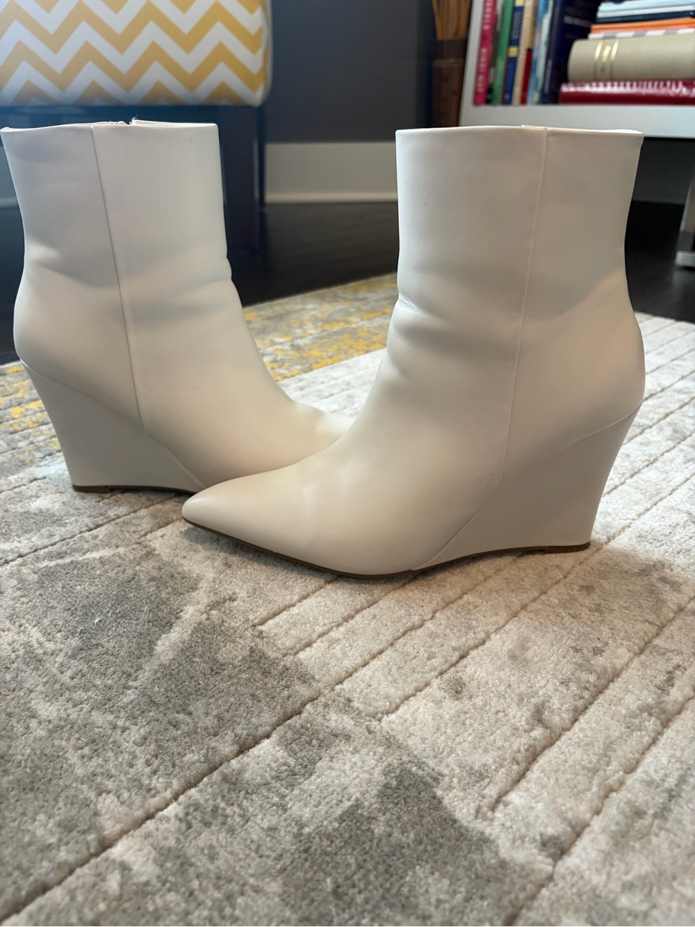 Worthington Cream Ankle Boots – Sleek Wedge Heel – Modern Minimalist Booties